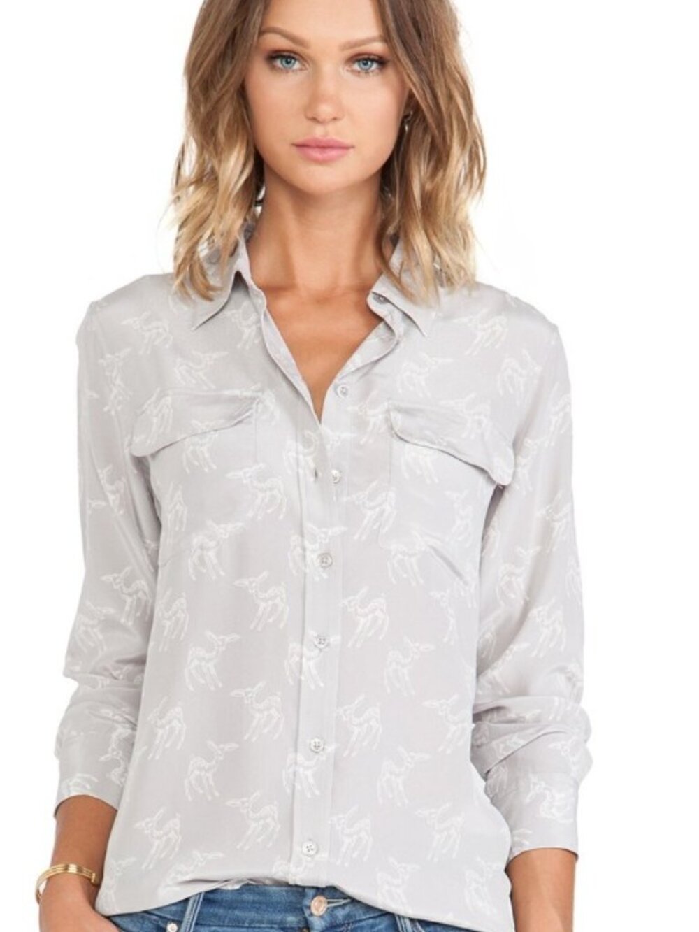 Equipment Slim Signature Leaping Fawn Blouse